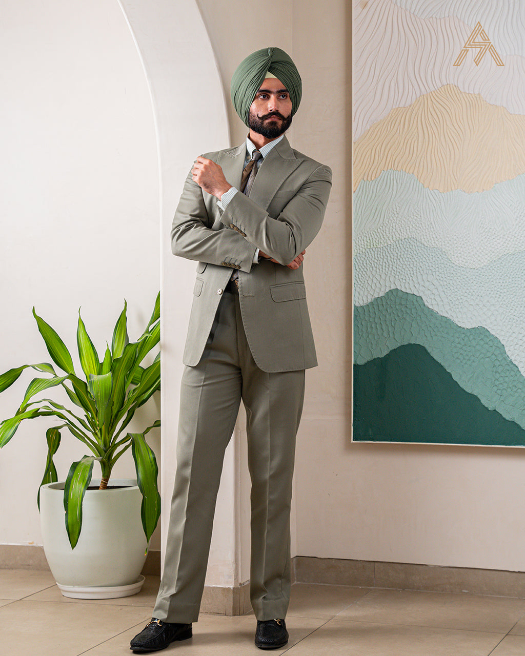 Olive Single-Breasted Suit