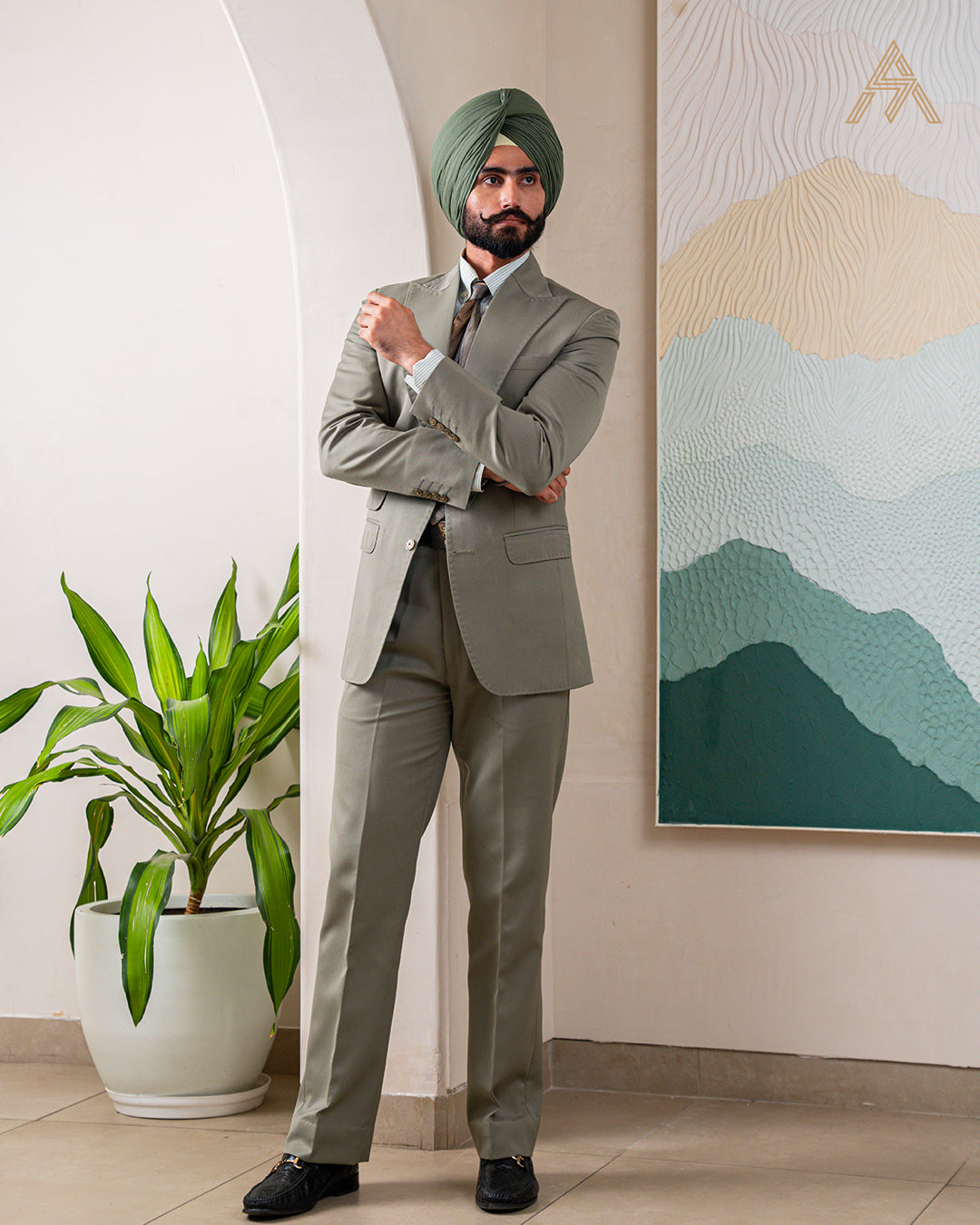 Olive Single-Breasted Suit
