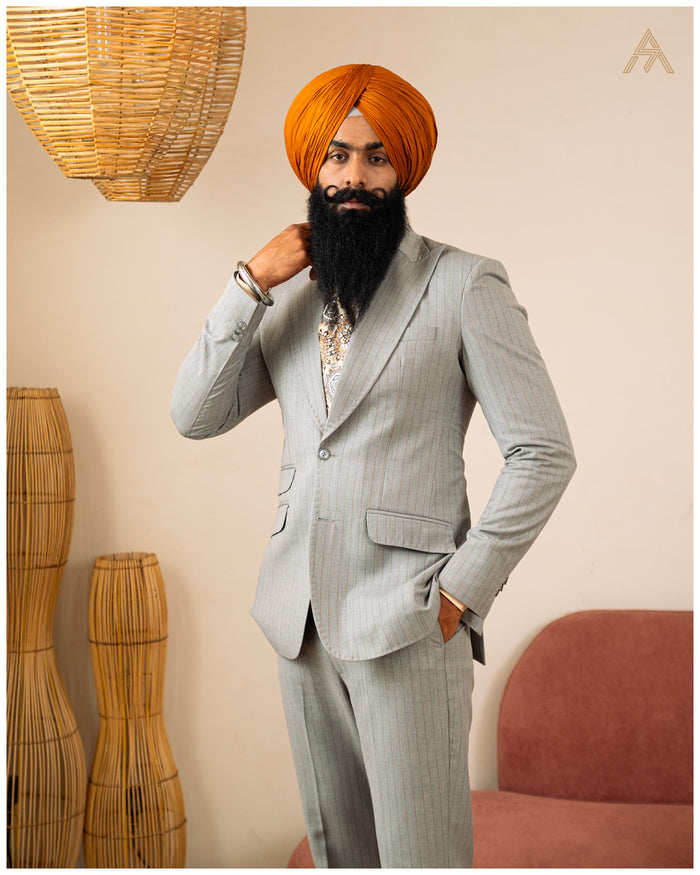 Light Grey Striped Suit