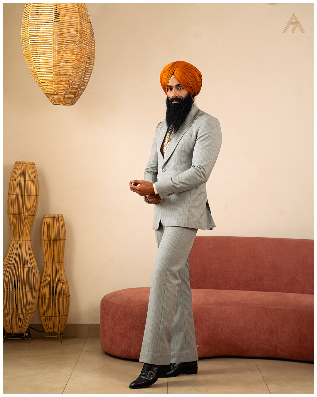 Light Grey Striped Suit