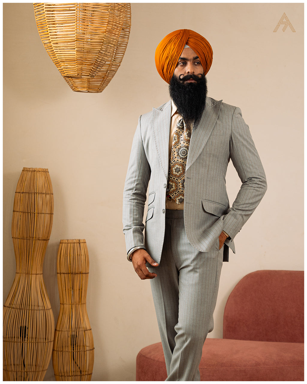 Light Grey Striped Suit