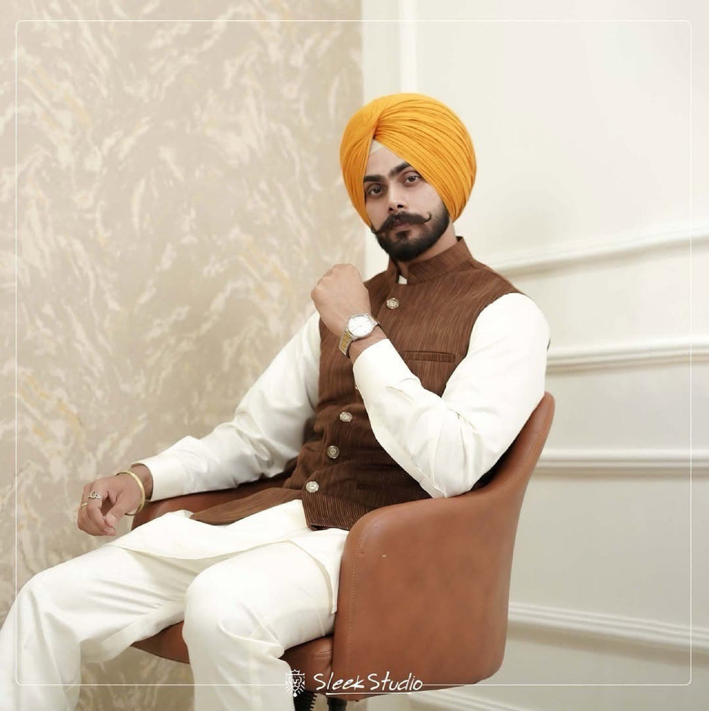 Beige Corduroy Nehru Jacket