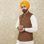 Beige Corduroy Nehru Jacket