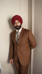 Caramel Brown Single-Breasted Suit