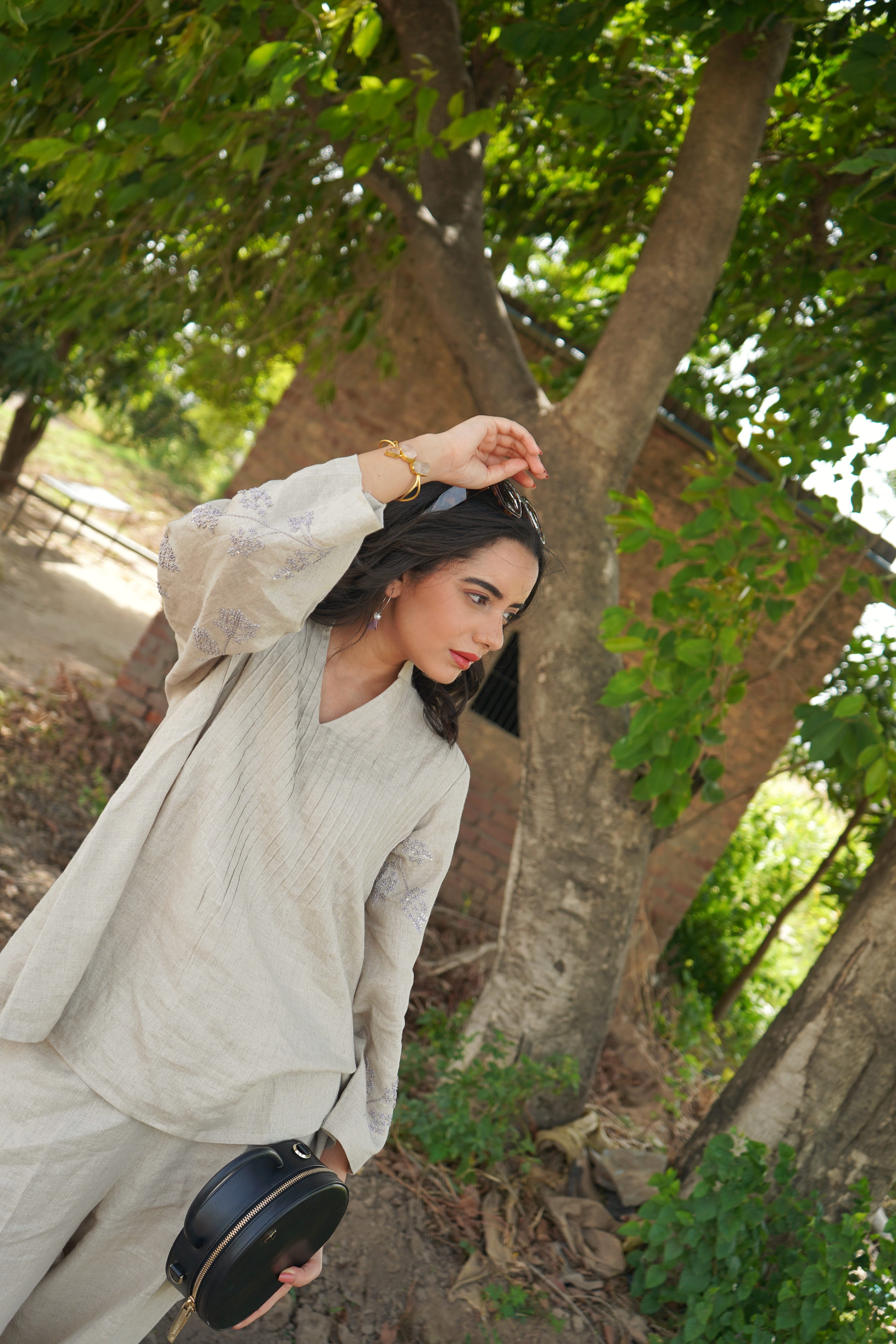 Pintuck-Poise Linen Co-ord Set