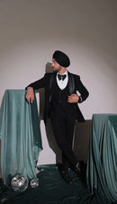 Black Peak Lapel Three-Piece Tuxedo