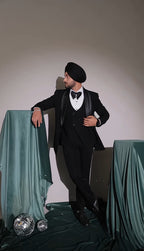 Black Peak Lapel Three-Piece Tuxedo