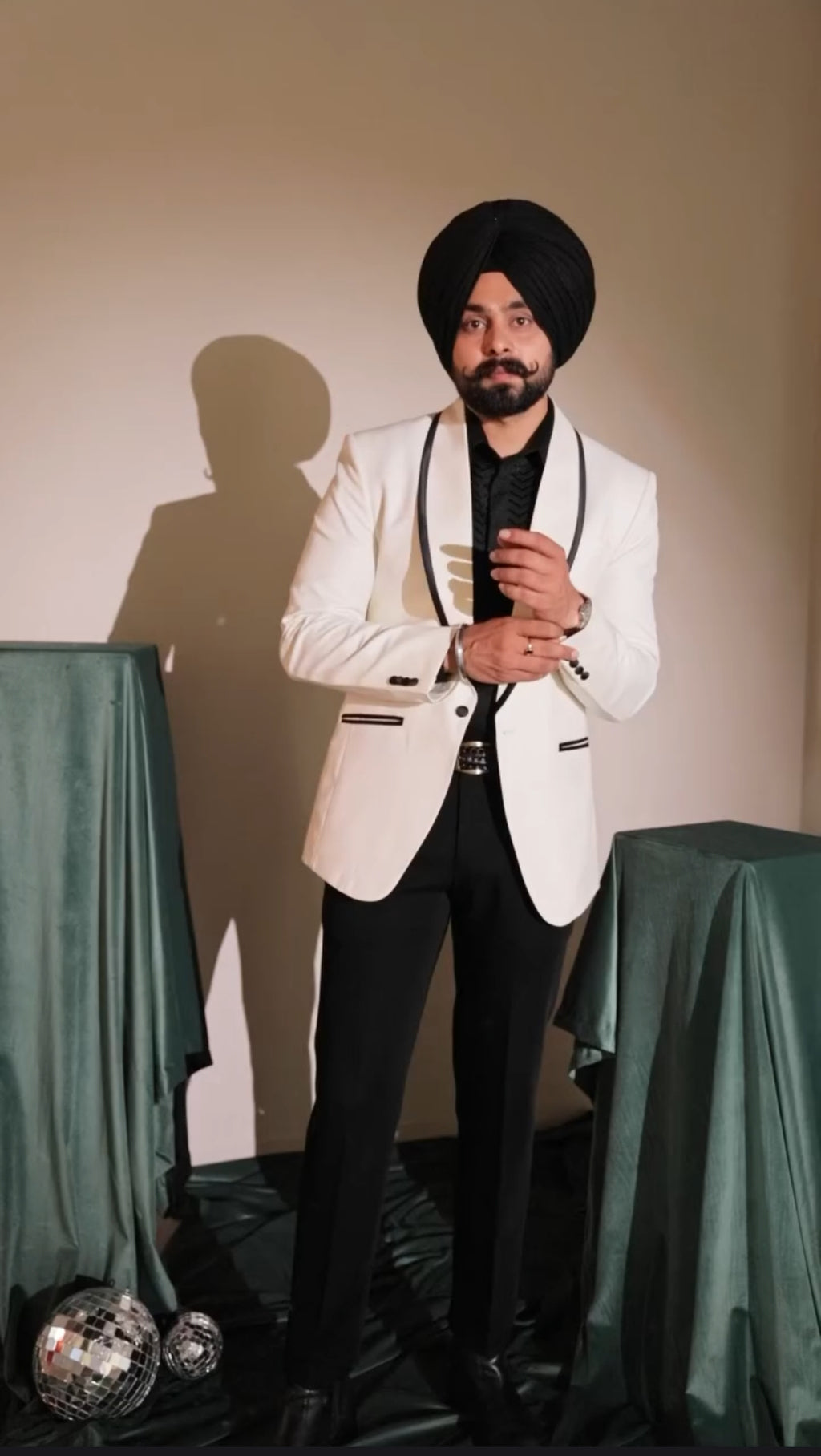 Ivory Black Contrast Tuxedo