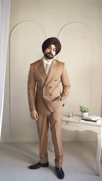 Camel Brown Double-Breasted Suit