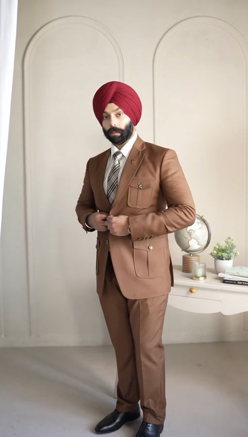 Caramel Brown Single-Breasted Suit
