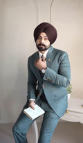 Teal Green Single-Breasted Suit