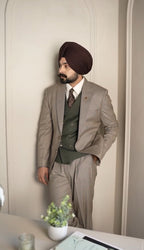 Beige Classic Check Suit