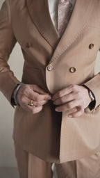 Camel Brown Double-Breasted Suit