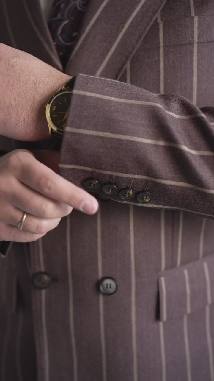 Brown Pinstripe double-breasted blazer