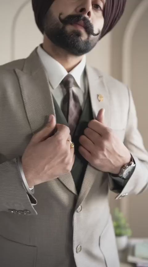 Beige Classic Check Suit