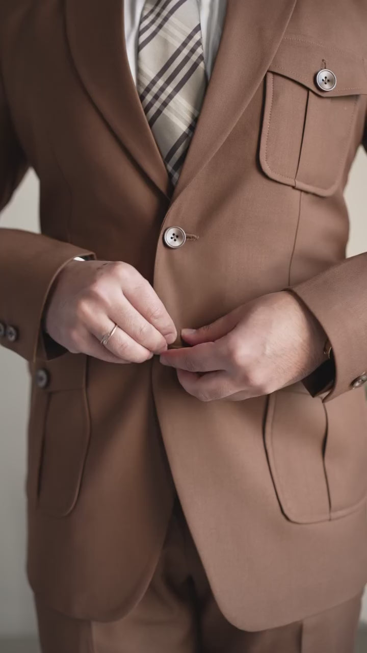 Caramel Brown Single-Breasted Suit